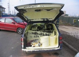 #10 – TRANSPORTATION FAIL – We’re pretty sure that’s not how to transport paint to a job site.